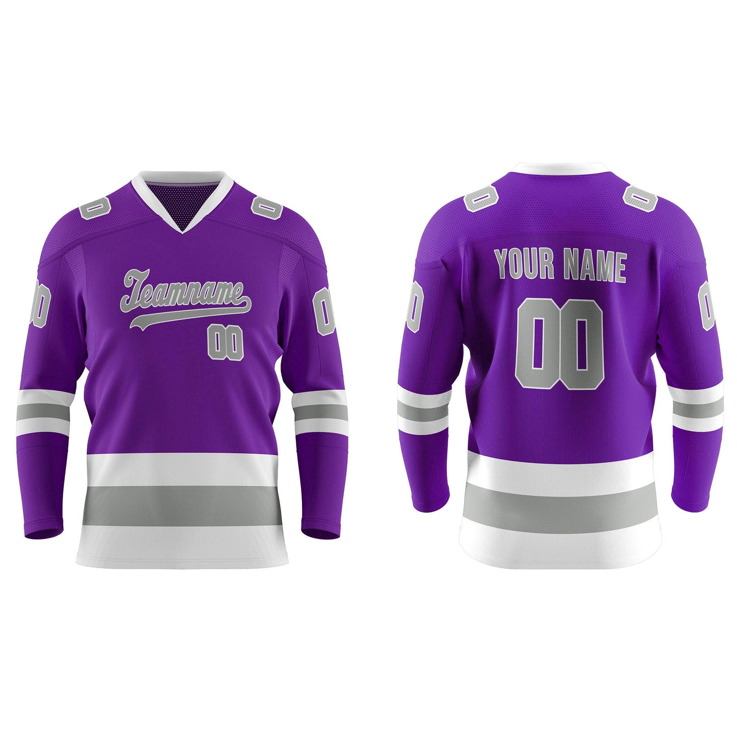 Custom Ice Hockey Jersey - Gray Trim Design - Personalized Top