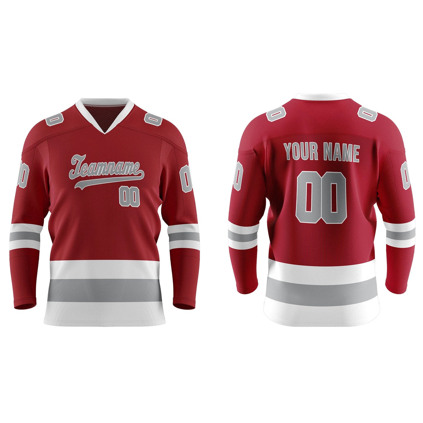Custom Ice Hockey Jersey - Gray Trim Design - Personalized Top