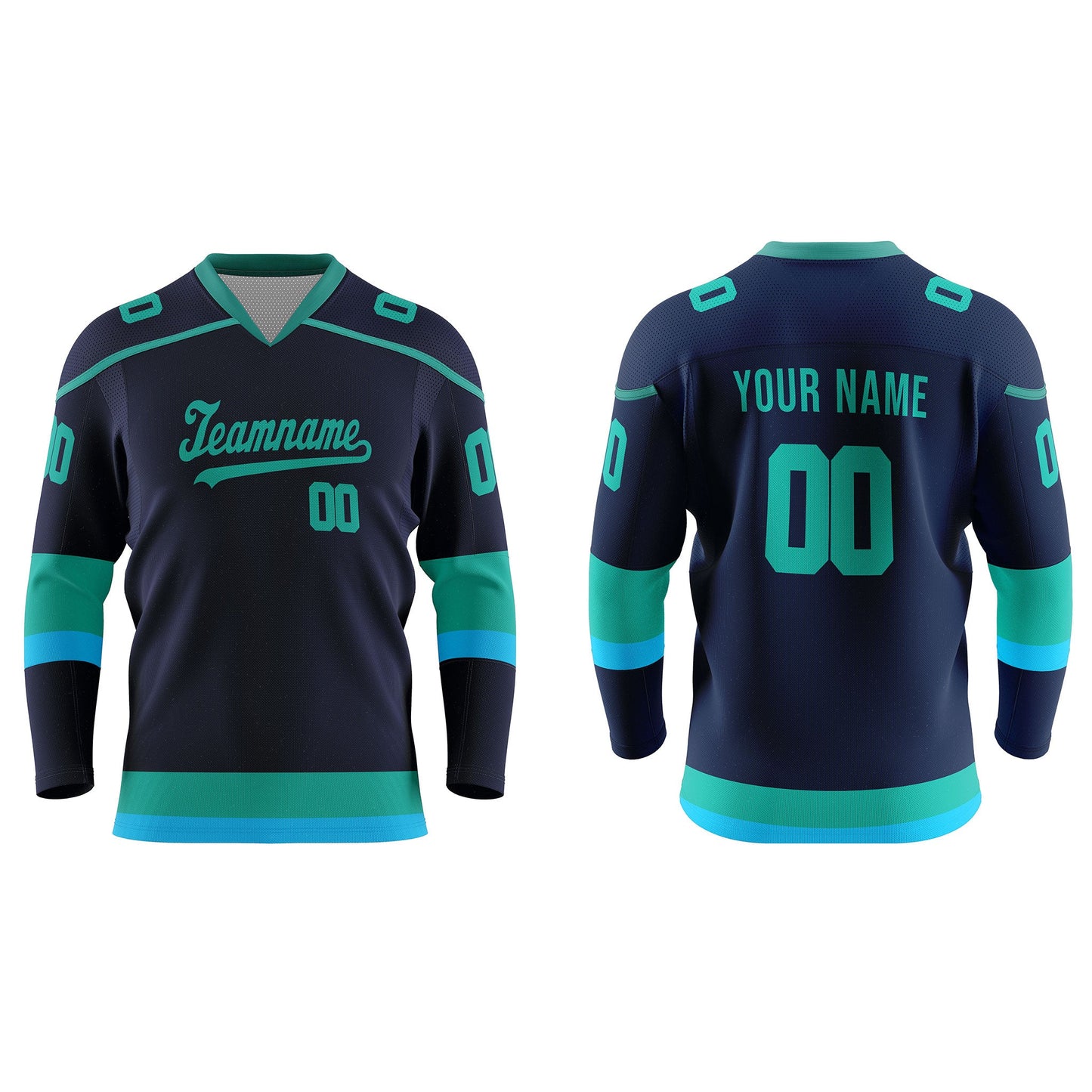 Custom Ice Hockey Jersey - Tri-Color Accent - Personalized Top