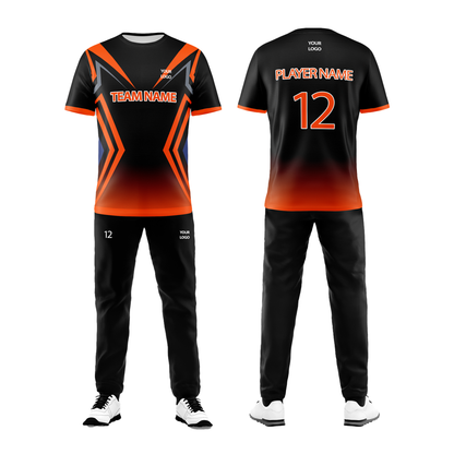 Custom Cricket Uniform - Vector Geometric Design - Personalized Teamwear