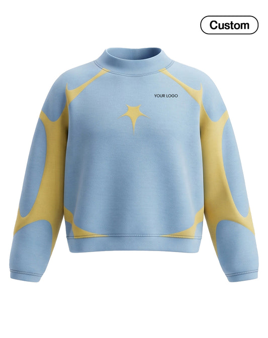 Custom Women Cropped Sweatshirt - Starburst Graphic - Personalized