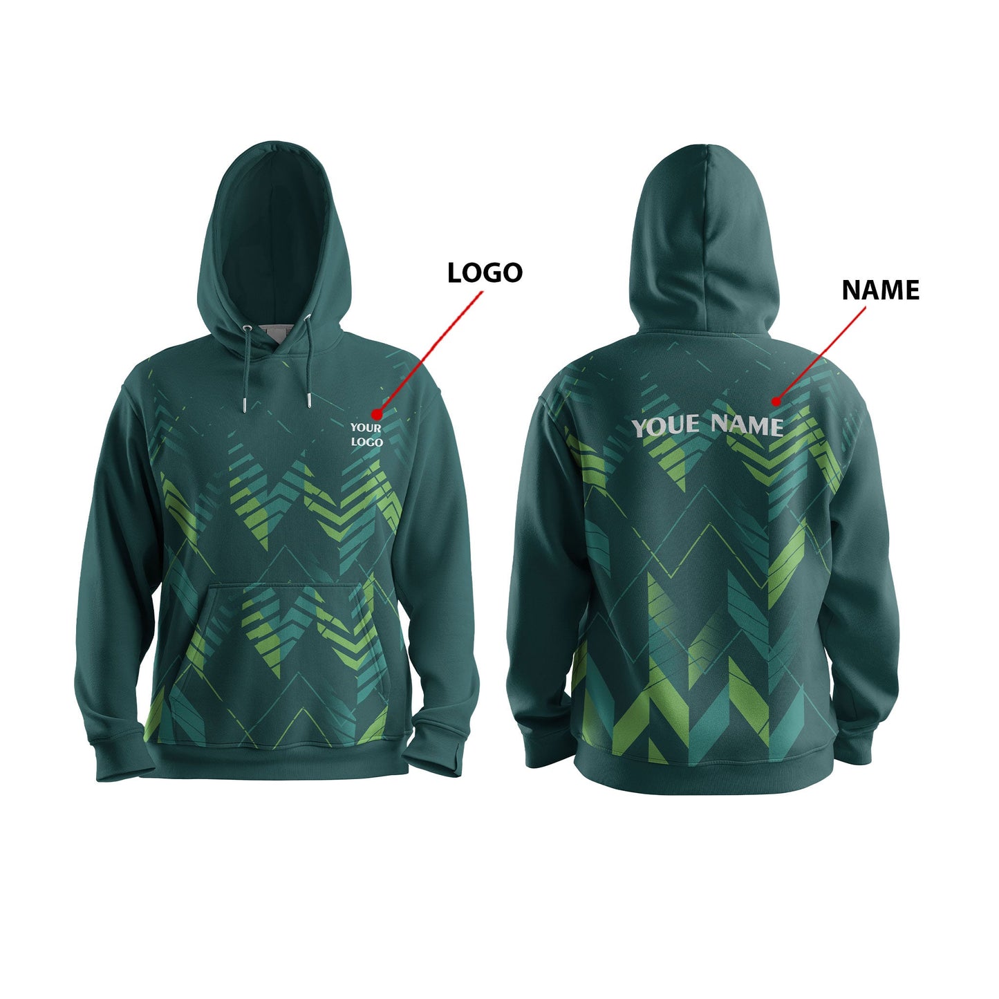 Custom Hoodie - Contrast Gray Panel Design - Personalized Sweatshirt