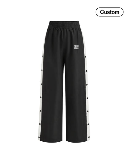 Custom Women Wide-Leg Trousers - Contrast Side Snaps - Personalized