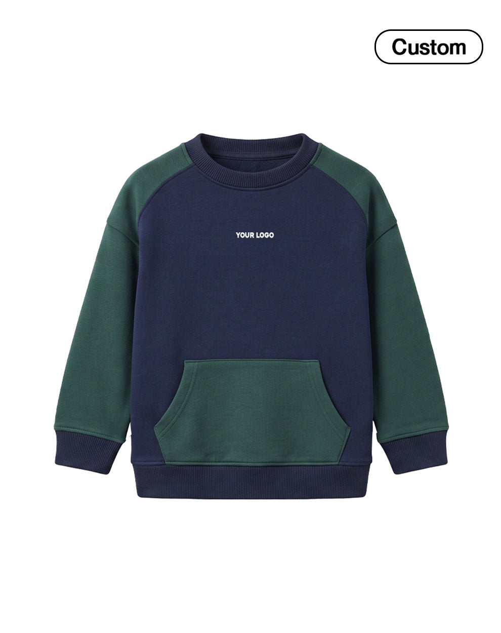 Custom Girls Sweatshirt - Colorblock Kangaroo Pocket - Personalized
