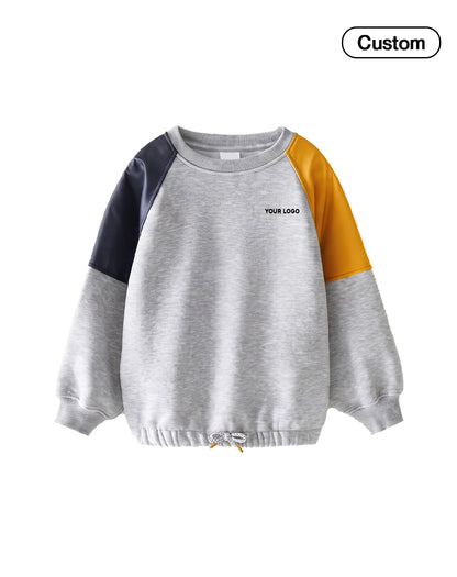 Custom Girls Sweatshirt - Contrast Raglan Cord-Hem - Personalized