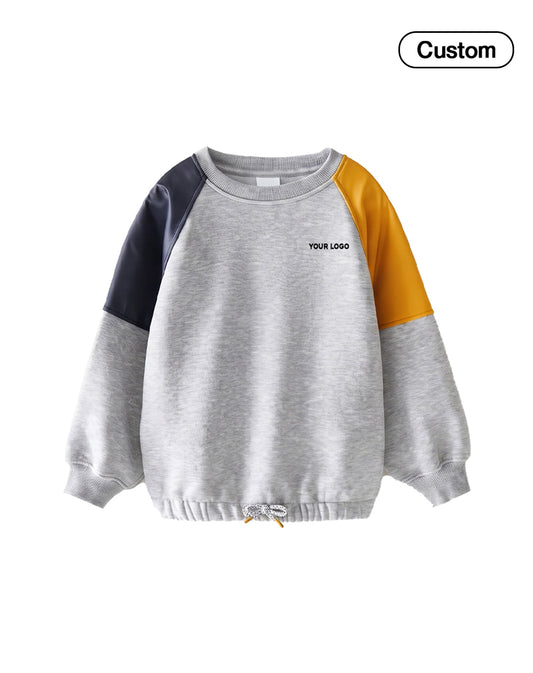 Custom Girls Sweatshirt - Contrast Raglan Cord-Hem - Personalized
