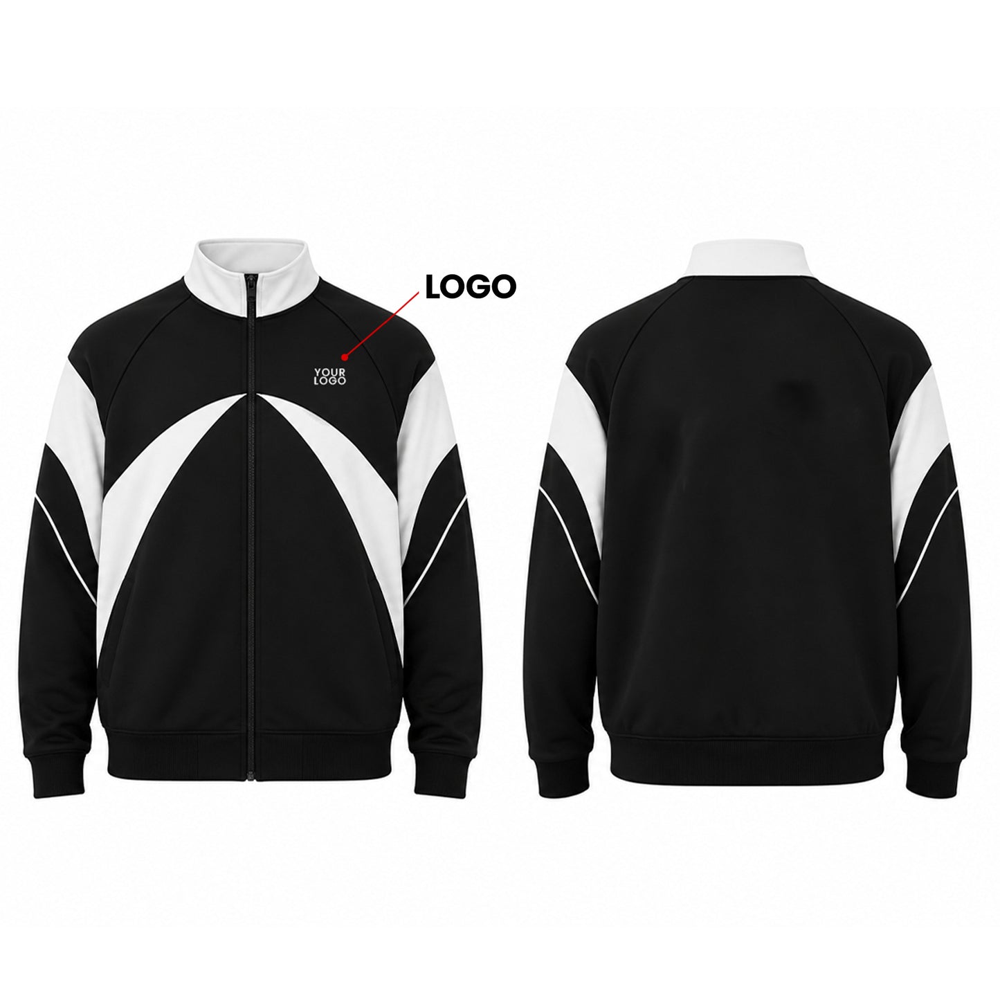 Custom Zip-Up Jacket - Contrast Arc Panel - Personalized Activewear