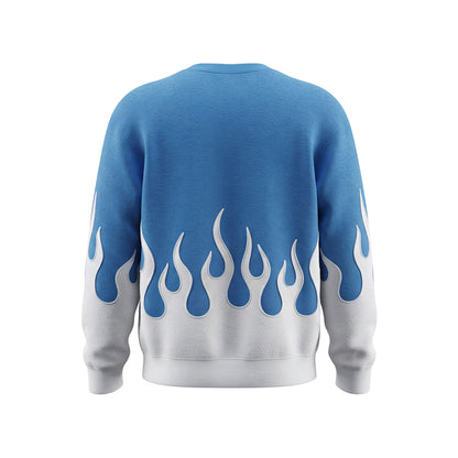 Custom Men Sweatshirt - Silver Flame Graphic - Personalized Crewneck