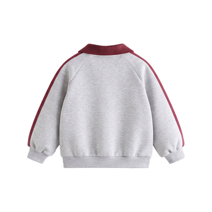 Custom Girls Sweatshirt - Polo Collar Side Stripe - Personalized