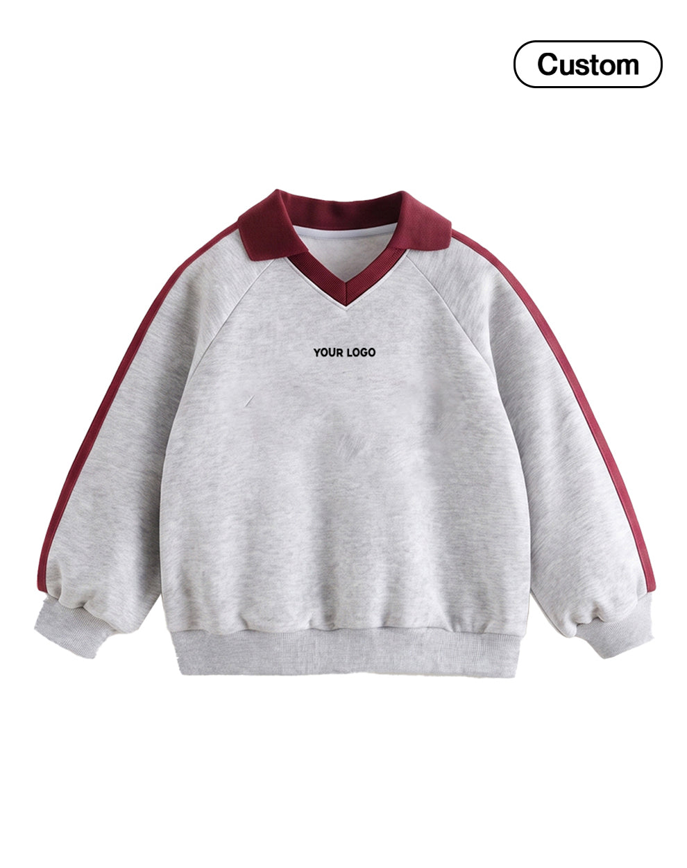 Custom Girls Sweatshirt - Polo Collar Side Stripe - Personalized