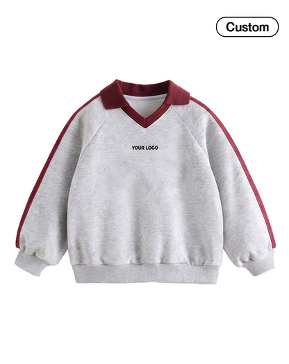 Custom Girls Sweatshirt - Polo Collar Side Stripe - Personalized