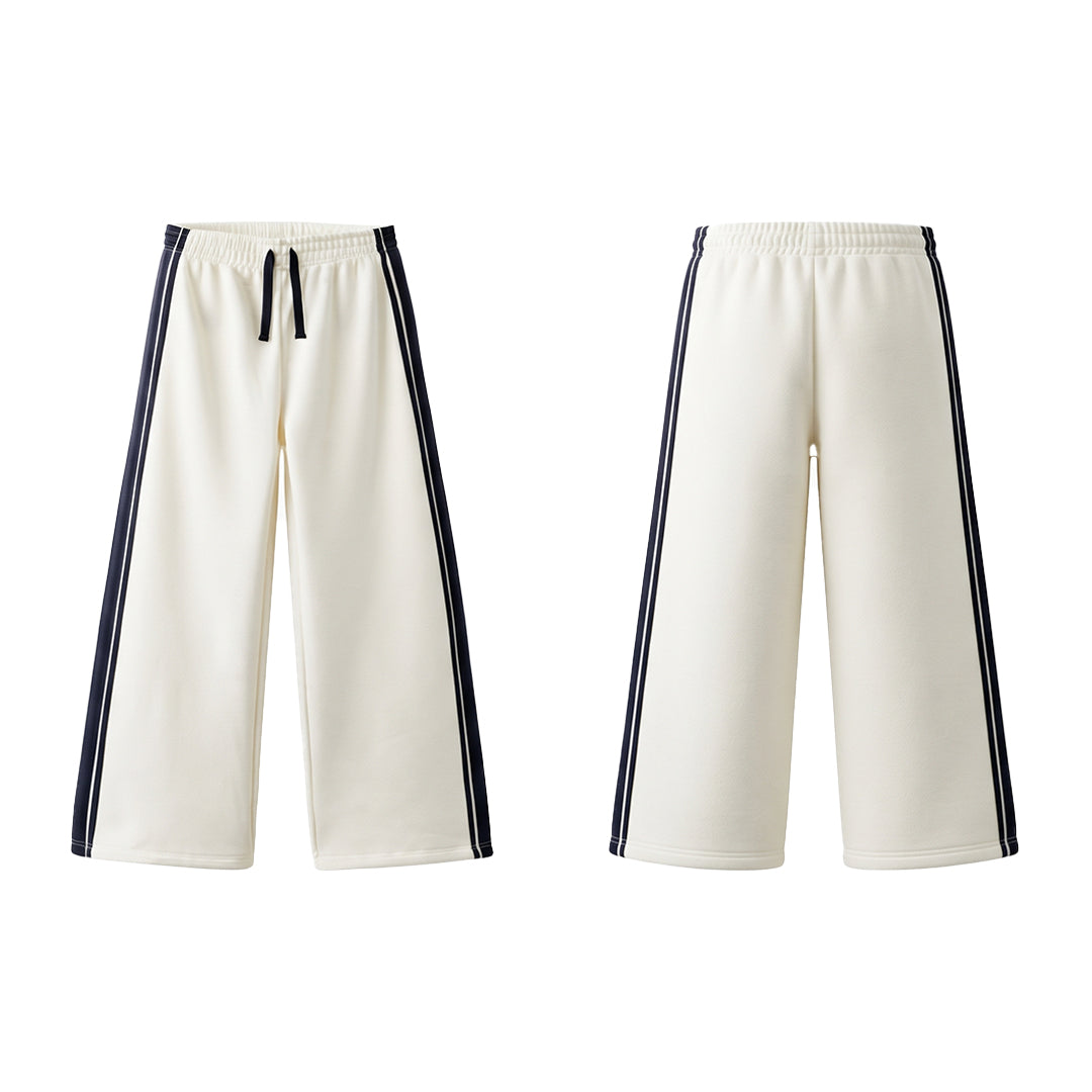 Custom Boys Wide Trouser - Black Vertical Stripes - Personalized