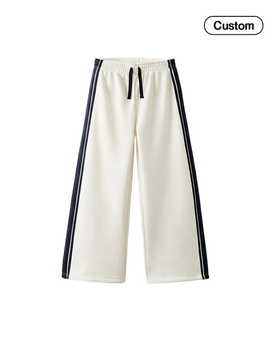 Custom Boys Wide Trouser - Black Vertical Stripes - Personalized