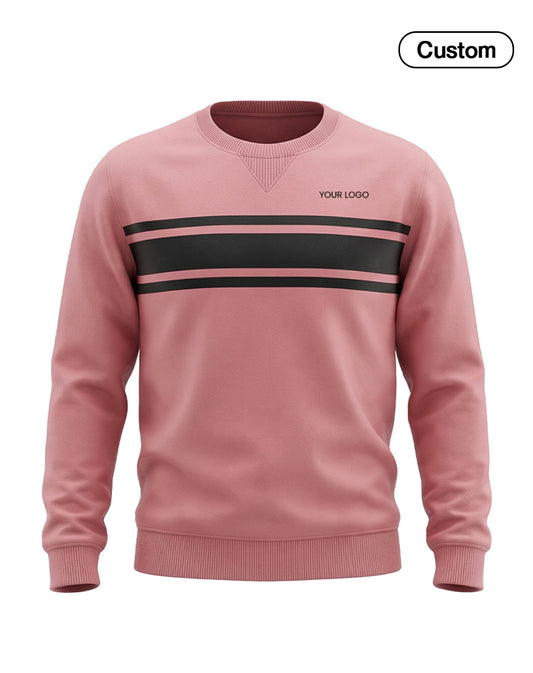Custom Men Sweatshirt - Twin Stripe Panel - Personalized Crewneck