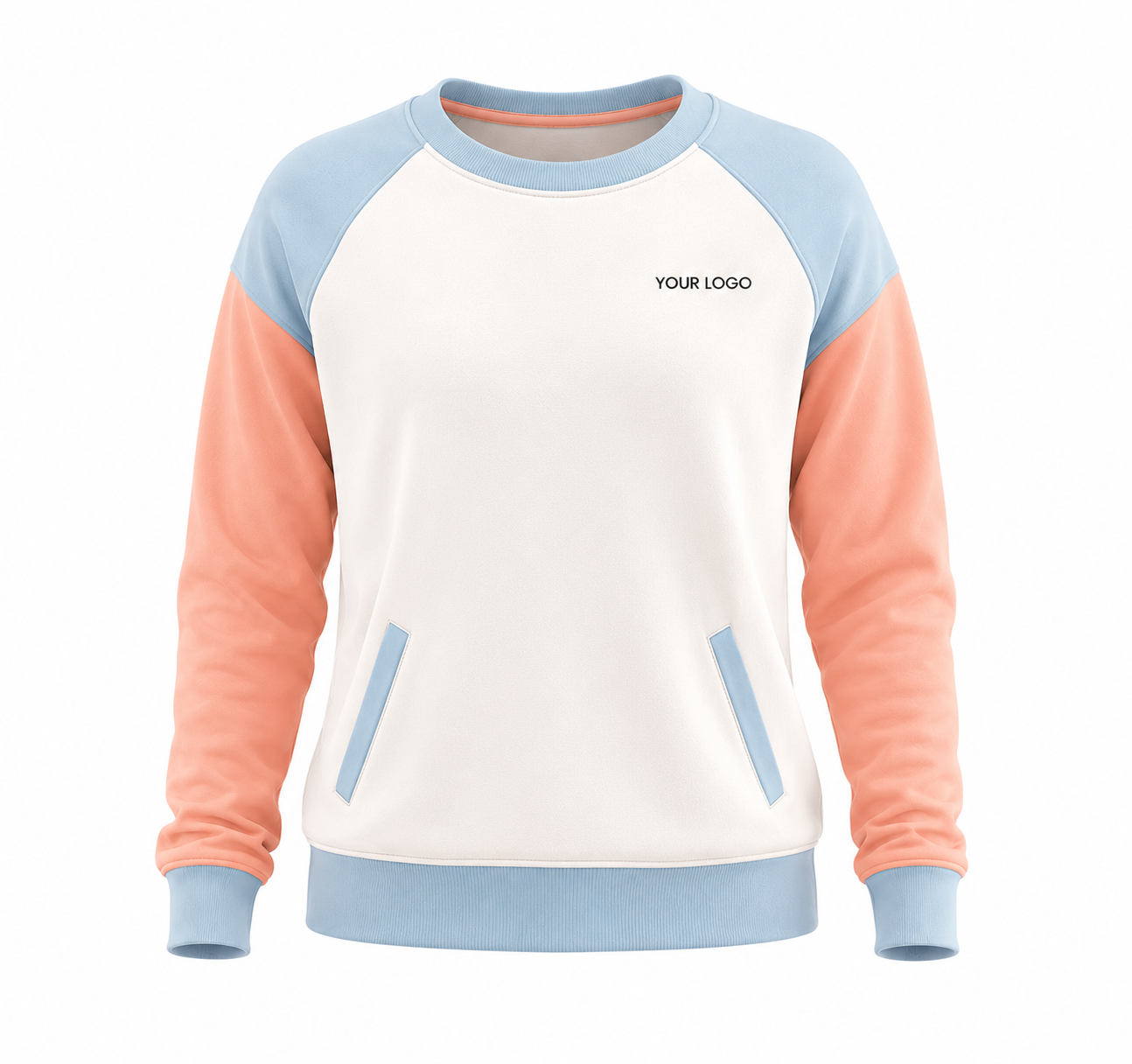 Custom Women Sweatshirt - Contrast Sleeve Pocket - Personalized